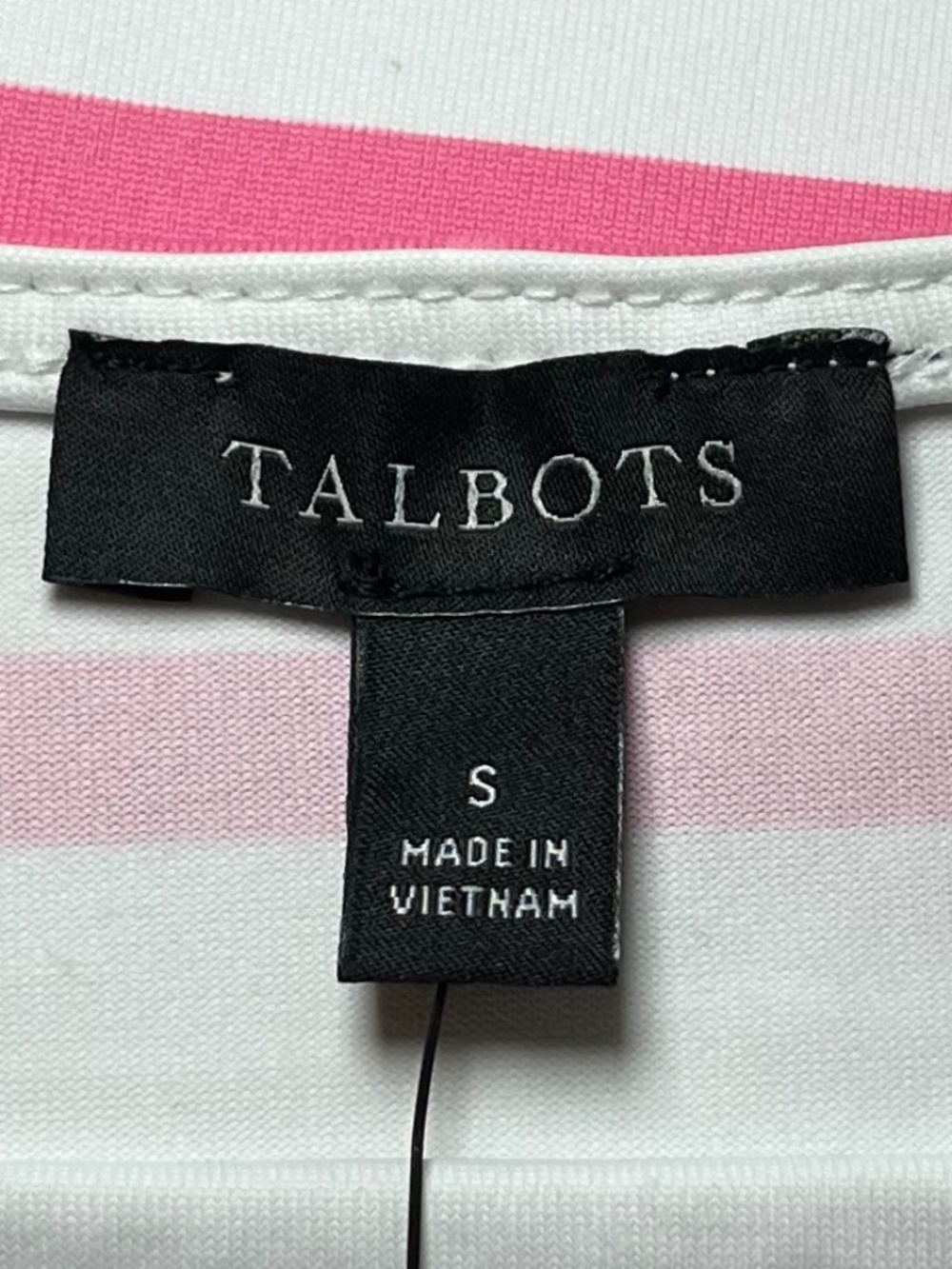 Talbots Jersey Square Neck Nylon Pink Striped Swim Tee Size Small NWT - Picture 4 of 6